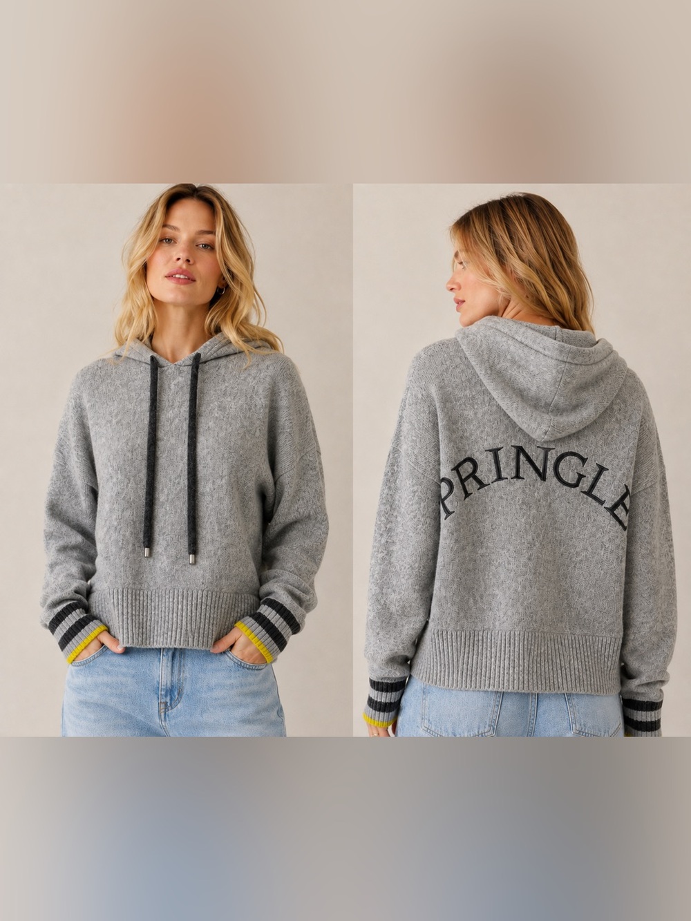 Pringle of Scotland + H&M Gray Knit Oversized Hoodie Sweater Size Medium